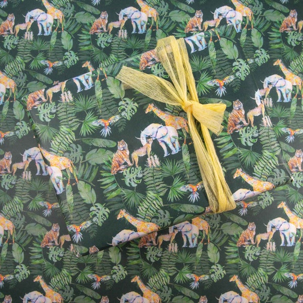 Jungle Animals Wrapping Paper Etsy