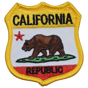 Kalifornien Aufnäher - Grizzly Bear, CA Republik Abzeichen 5,1cm (aufbügelbar)