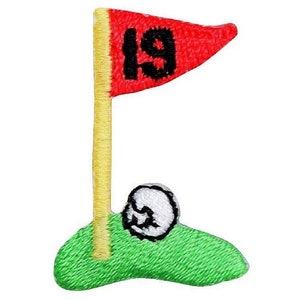 Mini Golf Applique Patch - 19th Hole, Links, Putting Green 1.25&quot; (Iron on)
