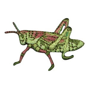 Grasshopper Applique Patch - Embroidered Insect Badge 1-5/8" (Iron On)