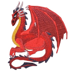 Roter Drache Applikation Aufnäher - Gesticktes Viel Glück Stärke Fantasy Abzeichen 3 "(Bügeln)