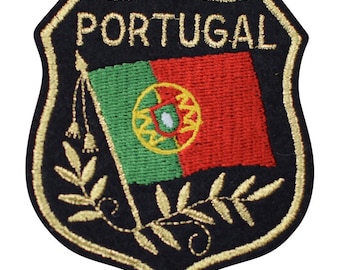 Portugal Patch - Embroidered Mylar Flag Shield Badge 3.25" (Iron On)
