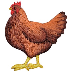 Chicken Applique Patch - Embroidered Farm Animal Hen Badge 1-7/8" (Iron On)