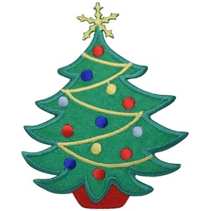Christmas Tree Applique Patch - Embroidered Holiday Badge 3.5" (Iron Or Sew On)