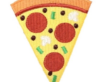 Pizza Slice Applique Patch - Embroidered Food Badge 3" (Iron On)