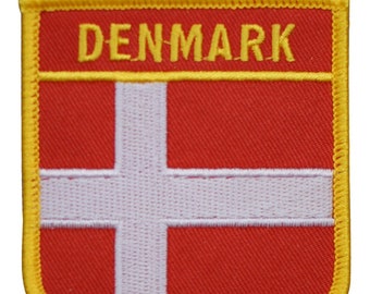 Denmark Flag Sew-On Badge Iron-On Patch ca 7.3 x 4.9 cm