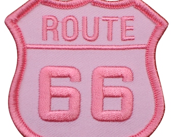 Route 66 Aufnäher - Pink Rt 66 Abzeichen 2,5" (aufbügeln)