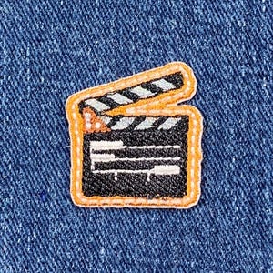 Mini Clapperboard Applique Patch - Movie Director On Set Embroidered Badge 1-1/8&quot; (Iron on)