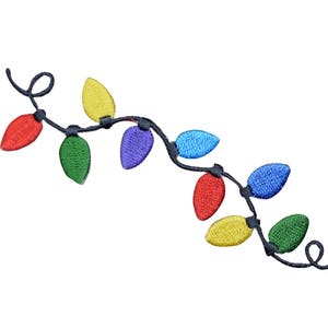 Colorful Christmas Lights Applique Patch - String of Holiday Lights 4-1/8&quot; (Iron on)