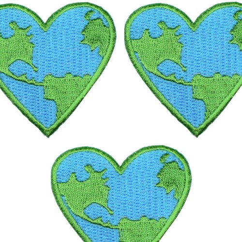 Heart Earth Applique Patch Mother Earth Save the Etsy
