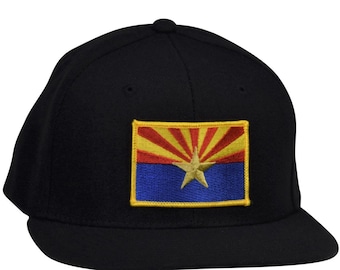 Arizona Flag Snapback Hat -  Black Snapback Cap, AZ Patch