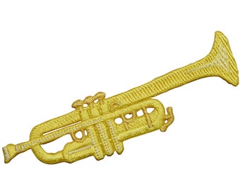 Trumpet Christmas Horn Bugle W//Bow Embroidered Iron On Patch Music
