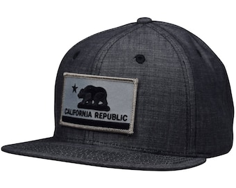 California Republic Snapback Hat - Washed Black Denim Cap