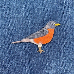 Robin Applique Patch - Embroidered American Thrush Bird Badges 3" (Iron On)