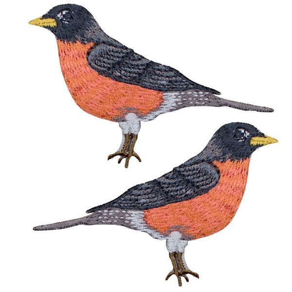 American Robin Applique Patch Set - Bird Badge 3" (2-Pack or Sold Individually, Iron on)