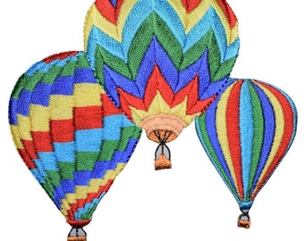 Hot Air Balloons Applique Patch - Three Balloon Badge 3-3/8" (Iron On)