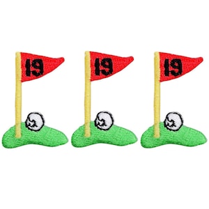 3-Pack Golf Applique Patch - Mini Embroidered 19th Hole Putting Green Badge 1.25" (Iron On)
