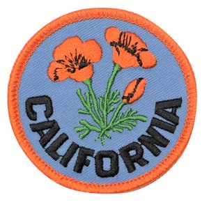 California Poppy Patch - Los Angeles San Francisco Flower CA Badge 2.5" (Iron on)