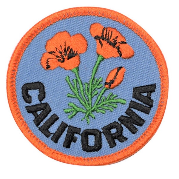 California Poppy Patch - Los Angeles San Francisco Flower CA Badge 2.5" (Iron on)