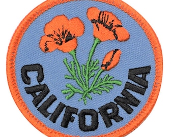 Medium California Poppy Patch - CA Flower Embroidered Badge 2.5" (Iron on)