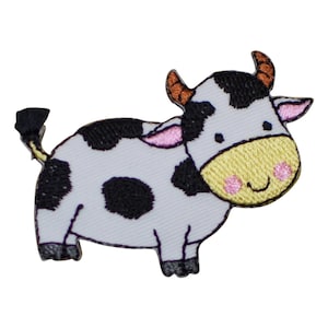 Cow Applique Patch: Embroidered Heifer Calf Farm Badge - 2-1/8" (Iron On)