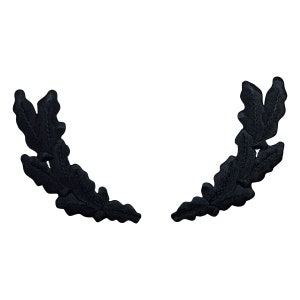 Black Oak Leaves Patch Set - Military Captain Cap (Iron on)