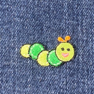 Mini Caterpillar Applique Patch - Insect Bug Embroidered Badge 1.25&quot; (Iron on)