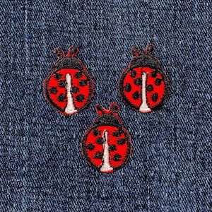 3-Pack Ladybug Applique Patch - Mini Embroidered Insect Badge 1" (Iron On)