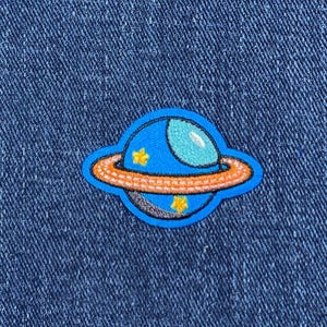 Saturn Planet Applique Patch - Mini Embroidered Space Badge 1-5/8" (Iron On)
