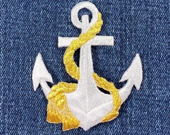 Set Of 2 Dark Blue Anchor Iron On Sew On Embroidered Patch Appliqués Badge - Foto 9
