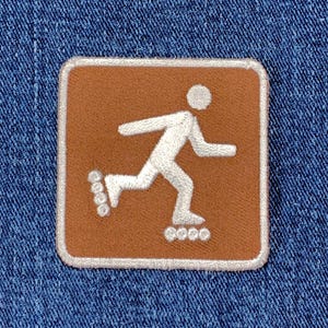 Skating Rink Patch - Inline & Roller Skates Park Sign Recreational Activity Embroidered Badge 2&quot; (Iron on)