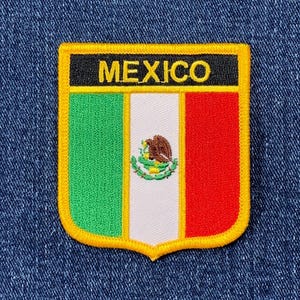 Mexico Patch - Flag Shield Embroidered México Badge 2.75" (Iron Or Sew On)
