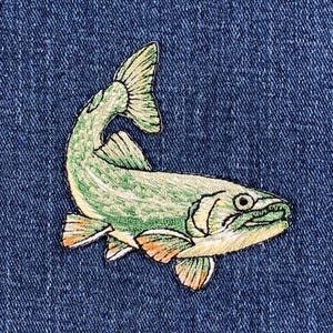 Freshwater Fish Applique Patch - Embroidered Trout Fishing Badge 2-5/8" (Iron On)