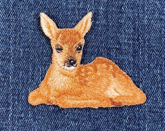 Deer Fawn Applique Patch - Embroidered Baby Animal Badge 2-1/8" (Iron On)