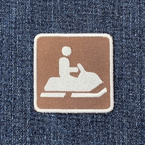 Snowmobile Patch - Embroidered Snow Park Sign Badge 2" (Iron On)