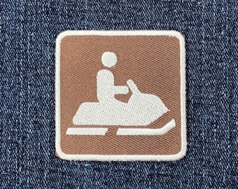 Snowmobile Patch - Embroidered Snow Park Sign Badge 2" (Iron On)