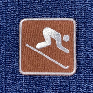 Downhill Skiing Patch: Iron-On Recreational Badge (2&quot;)