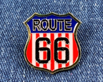 Route 66 USA Pin: Cast Metal Enamel Sign (7/8")
