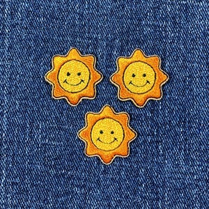 3-Pack Sun Applique Patch - Embroidered Mini Solar Star Badge 7/8" (Iron On)