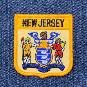 New Jersey Patch - Embroidered Flag Shield Badge 2.75" (Iron On)