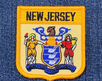 New Jersey Patch - Embroidered Flag Shield Badge 2.75" (Iron On)