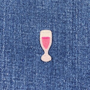 Applique brodée champagne - Mini insigne brodé vin mousseux rosé brut alcool 2,5 cm (fer à repasser)
