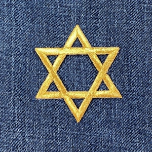 Davidstern Applikation Patch - Gesticktes Metallic Gold Abzeichen 5,1 cm (Eisen auf)