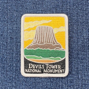 Devils Tower National Monument Patch - Embroidered Black Hills Wyoming Badge 2-7/8" (Iron On)