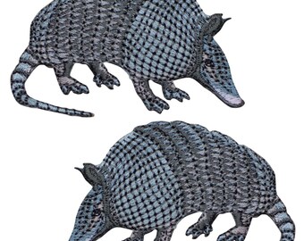 2-Pack Armadillo Applique Patch - Embroidered Animal Badge 2.5" (Iron On)