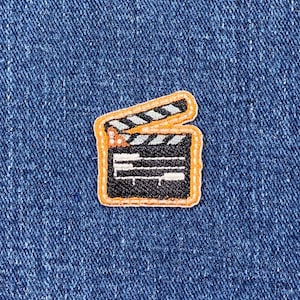 Clapperboard Applique Patch - Mini Embroidered Movie Set Director Clapper Badge 1-1/8" (Iron On)