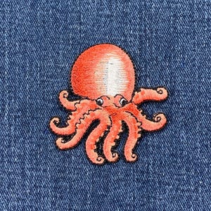 Octopus Applique Patch - Embroidered Sea Creature Badge 2&quot; (Iron On)