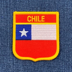 Chile Patch - Flag Shield Embroidered Badge 2.75" (Iron Or Sew On)