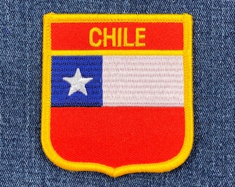 Chile Patch - Flag Shield Embroidered Badge 2.75" (Iron Or Sew On)