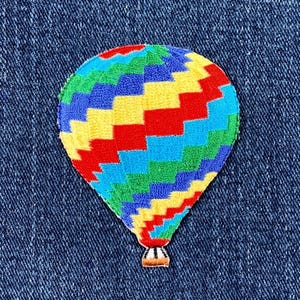 Hot Air Balloon Applique Patch - Zig-Zag Embroidered Badge 2-5/8" (Iron Or Sew On)